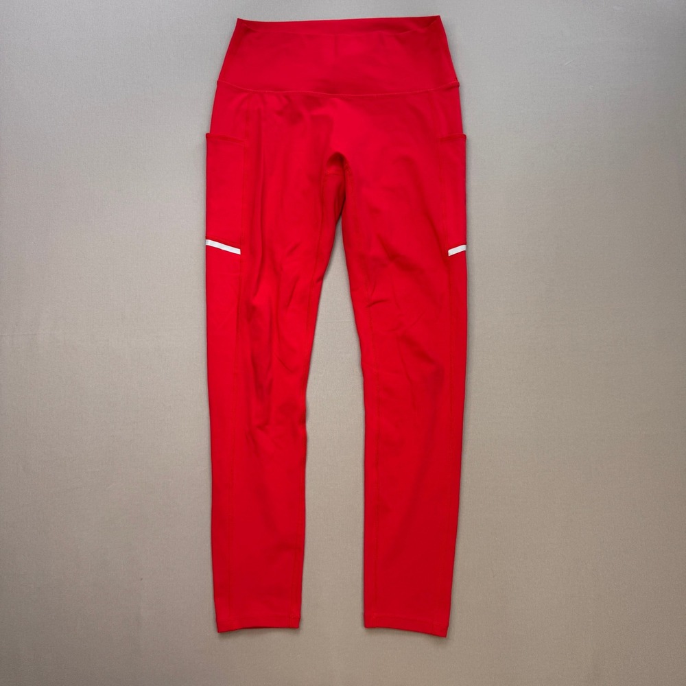 Till You Collapse Womens Red High Waisted Athletic Leggings with Pockets Small